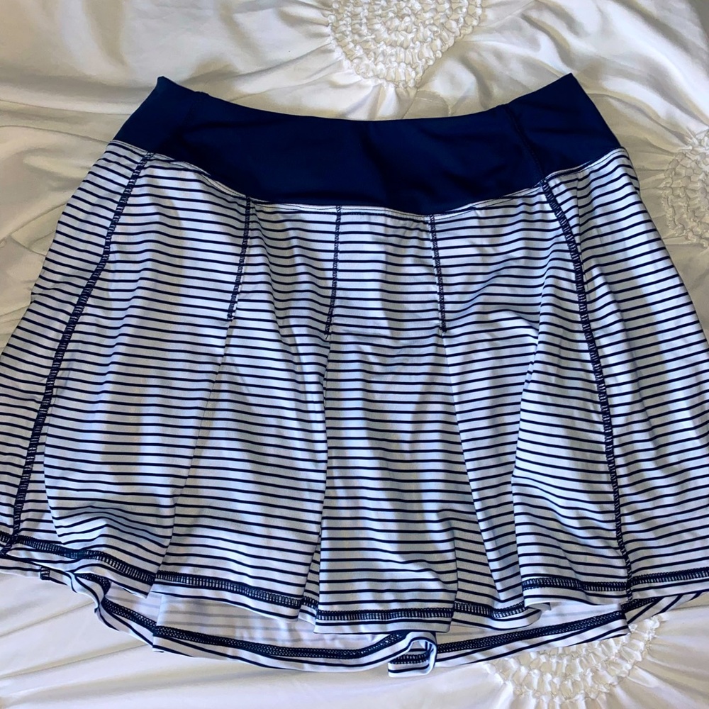 Navy Striped Athletic Skirt